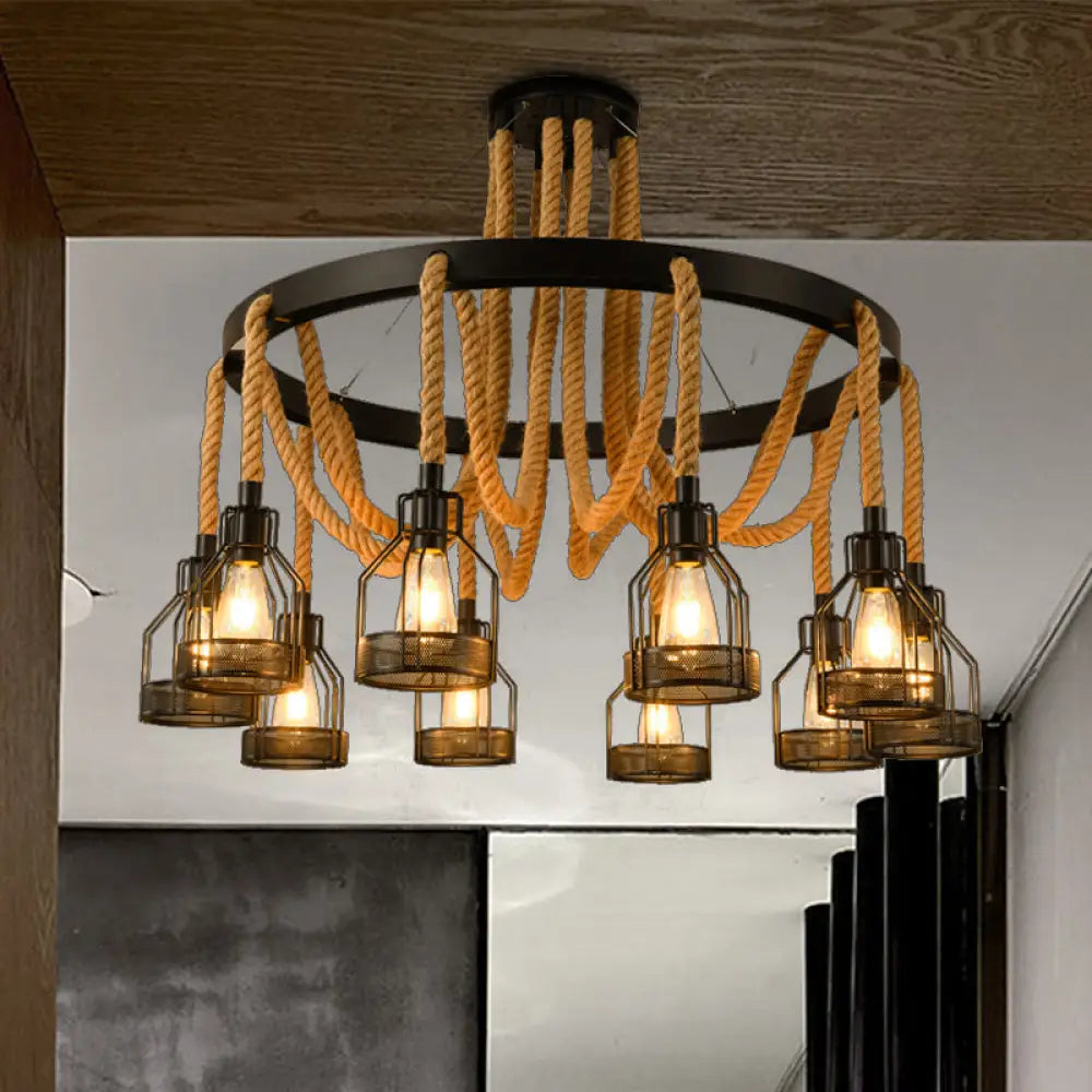 Metallic Chandelier - 4/6/14 Lights Circular Design Black Perfect For Restaurants And Ceilings 10 /