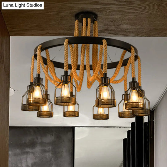 Modern Circular Metallic Chandelier - 4/6/14 Lights In Black Restaurant Ceiling Light Fixture |