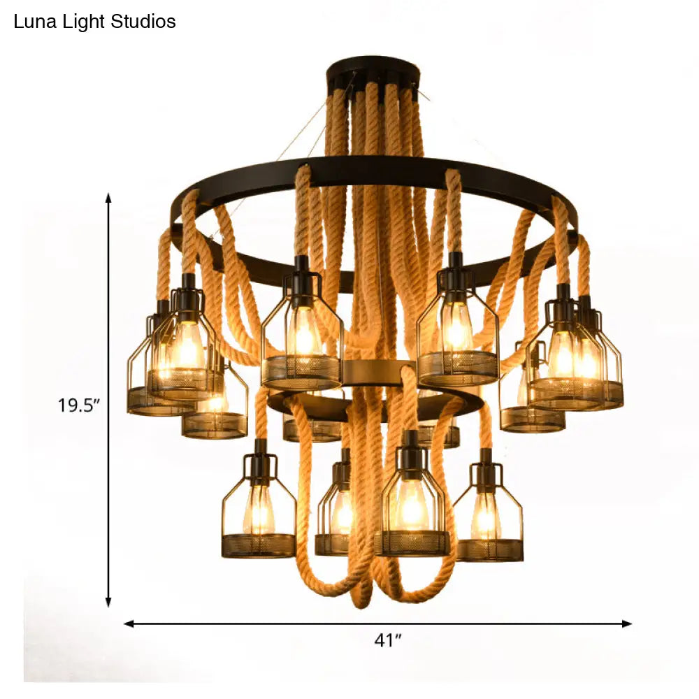 Metallic Chandelier - 4/6/14 Lights Circular Design Black Perfect For Restaurants And Ceilings