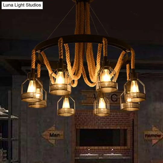 Modern Circular Metallic Chandelier - 4/6/14 Lights In Black Restaurant Ceiling Light Fixture |