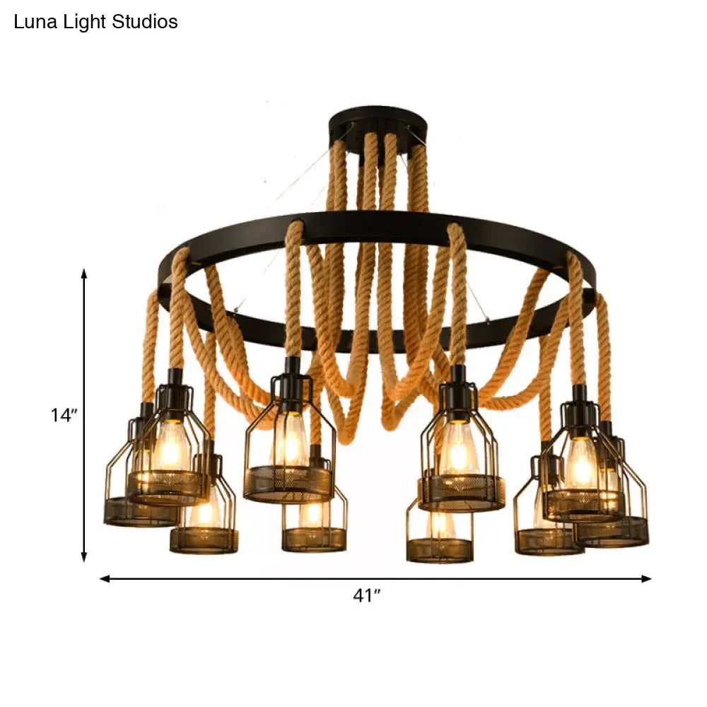 Metallic Chandelier - 4/6/14 Lights Circular Design Black Perfect For Restaurants And Ceilings