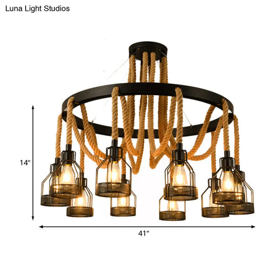 Metallic Chandelier - 4/6/14 Lights Circular Design Black Perfect For Restaurants And Ceilings