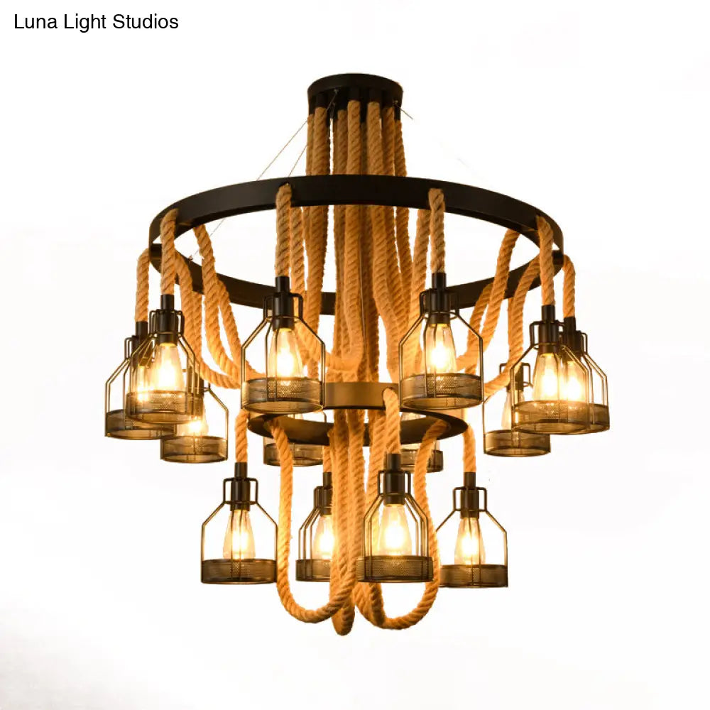 Metallic Chandelier - 4/6/14 Lights Circular Design Black Perfect For Restaurants And Ceilings