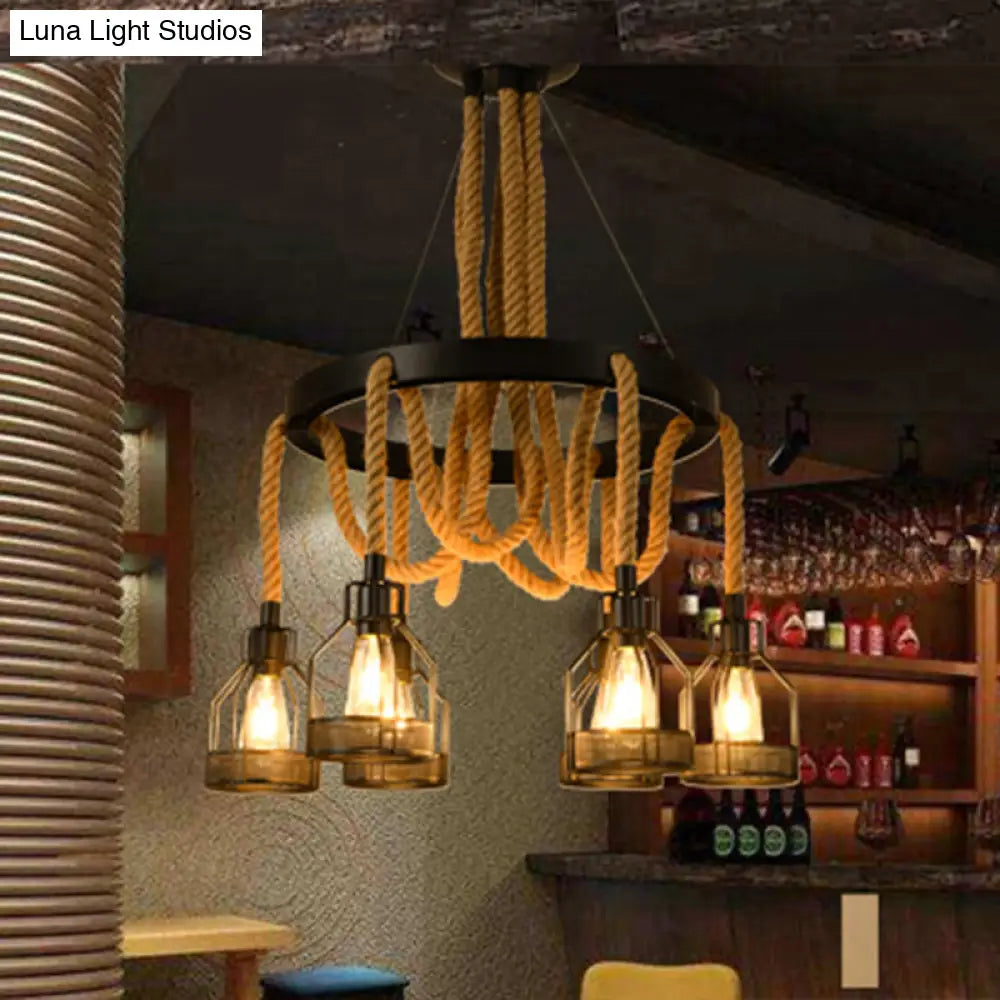 Modern Circular Metallic Chandelier - 4/6/14 Lights In Black Restaurant Ceiling Light Fixture |