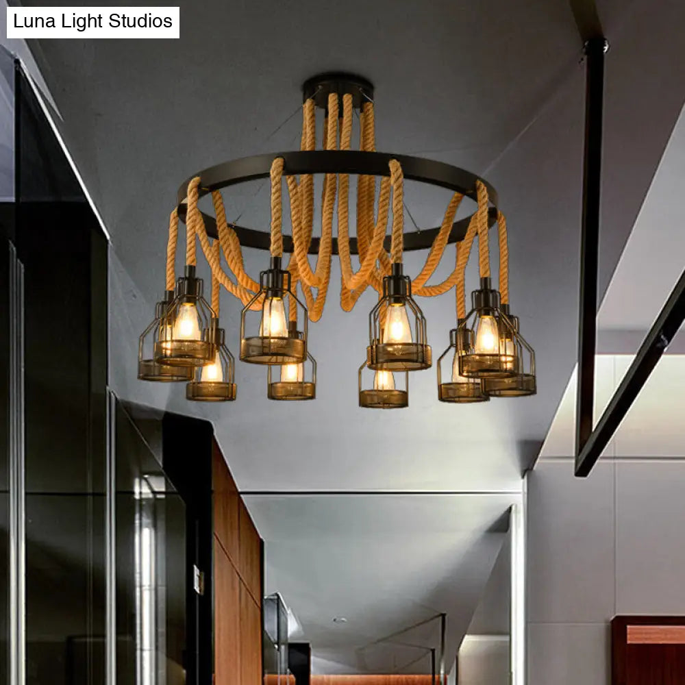 Modern Circular Metallic Chandelier - 4/6/14 Lights In Black Restaurant Ceiling Light Fixture |