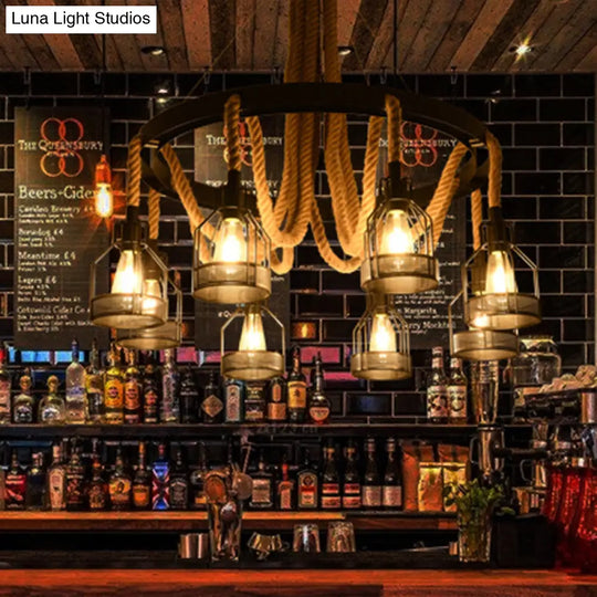 Modern Circular Metallic Chandelier - 4/6/14 Lights In Black Restaurant Ceiling Light Fixture |