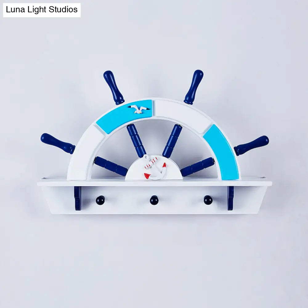 Metallic Childrens Wall Sconce With Blue Led - Warm/White Light