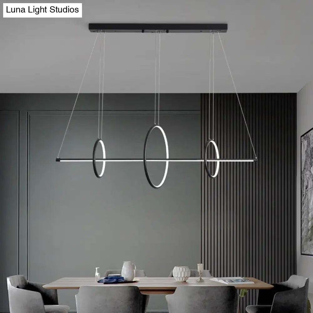 Metallic Circle And Line Led Restaurant Light In Black Modern Island Lighting