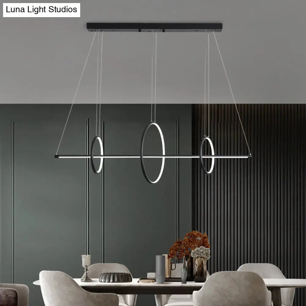 Metallic Circle And Line Led Restaurant Light In Black Modern Island Lighting