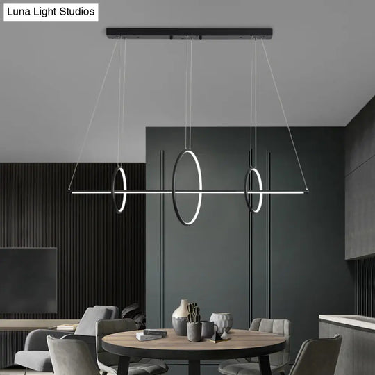 Metallic Circle And Line Led Restaurant Light In Black Modern Island Lighting