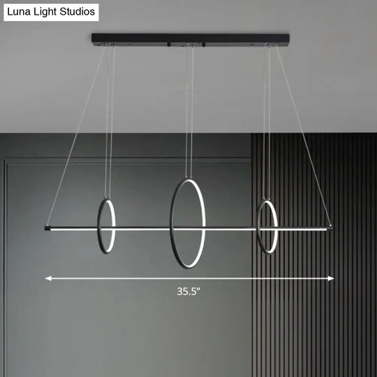 Metallic Circle And Line Led Restaurant Light In Black Modern Island Lighting