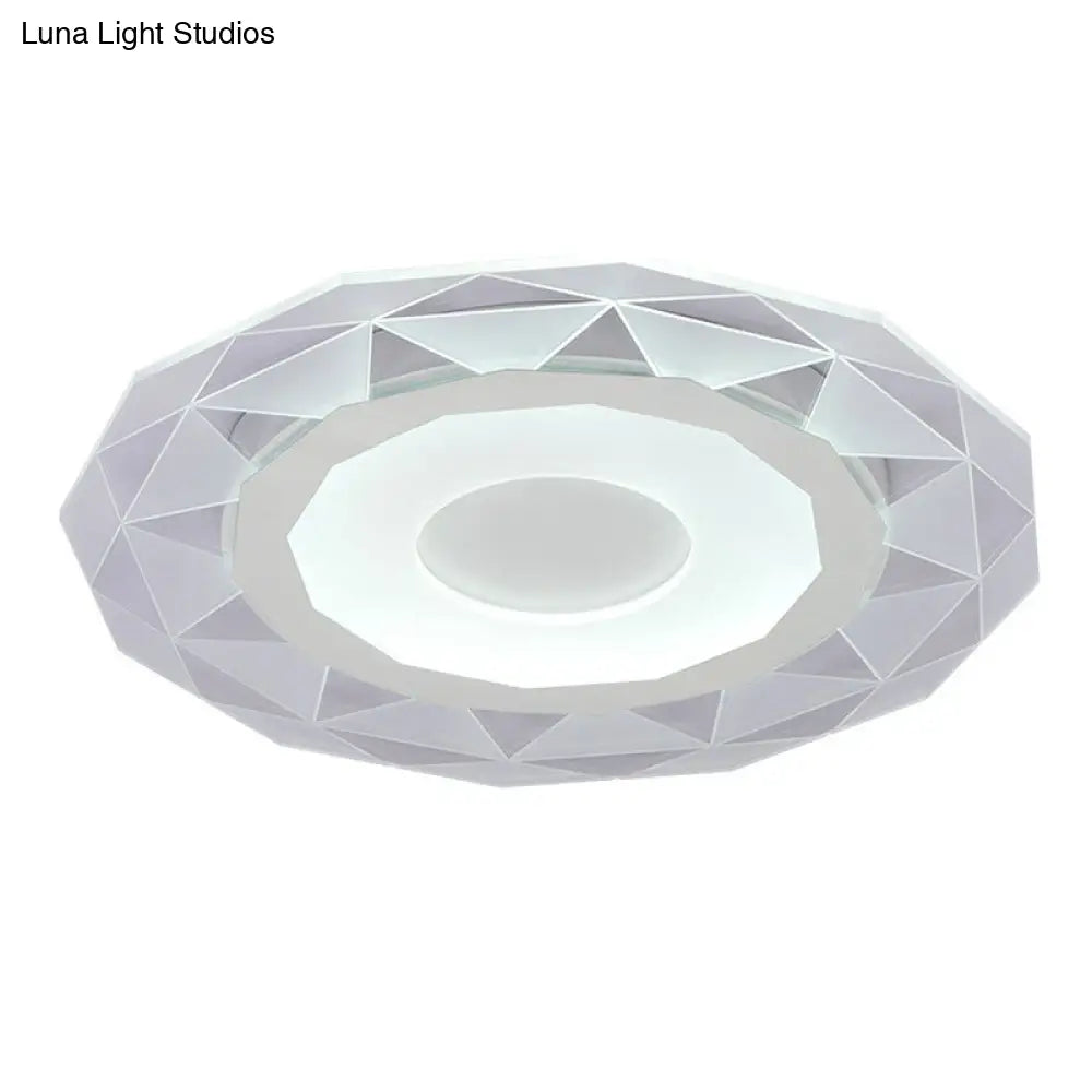 Metallic Circular Led Flush Mount Ceiling Light Fixture In Clear For Modern Living Room