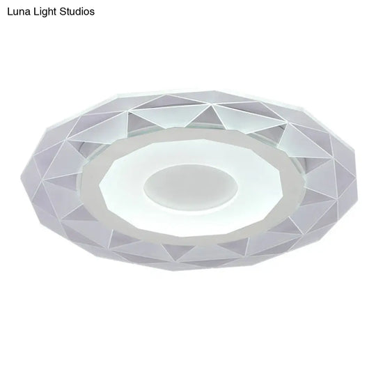 Metallic Circular Led Flush Mount Ceiling Light Fixture In Clear For Modern Living Room