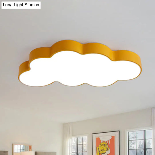 Metallic Cloud Flush Mount Led Light For Kids Room Ceiling