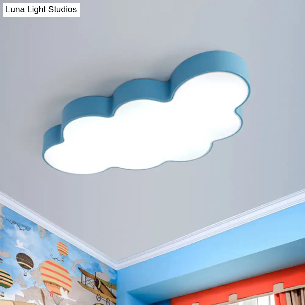 Metallic Cloud Flush Mount Led Light For Kids Room Blue / Warm Ceiling