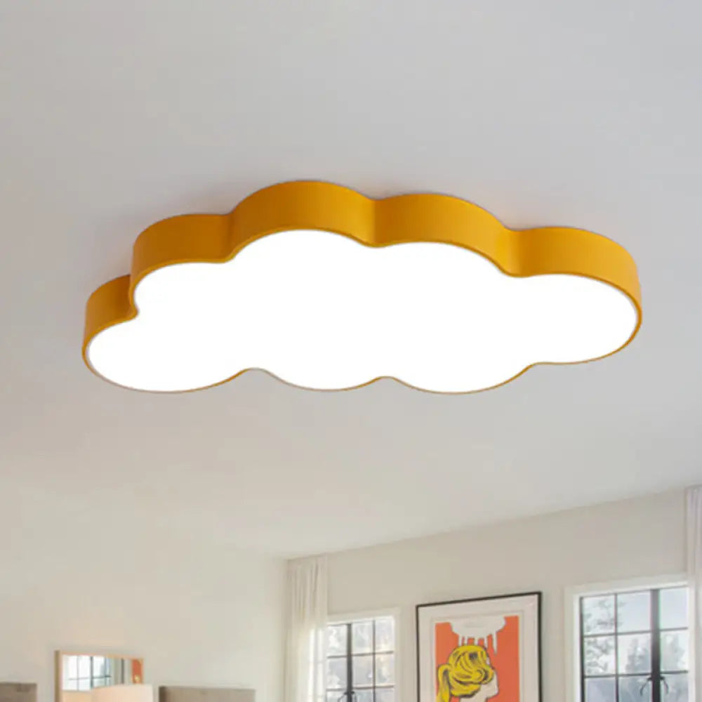 Metallic Cloud Flush Mount Led Light For Kid’s Room Yellow / White Ceiling