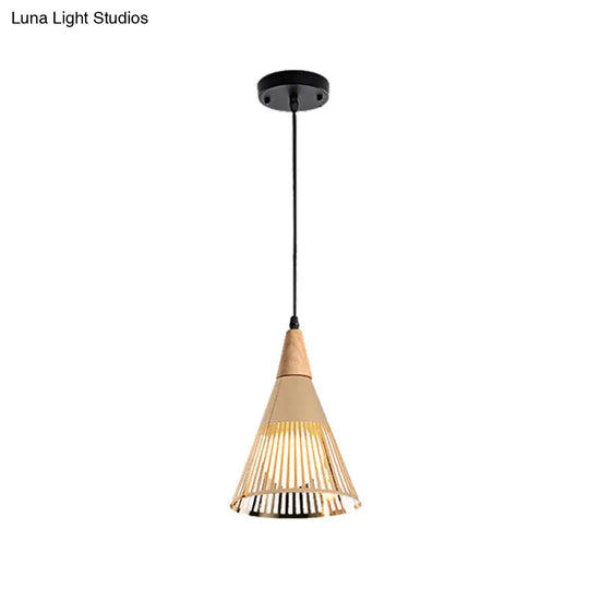 Metallic Cone Ceiling Light: Contemporary 1-Light Pendant In Black/Gold/White With Cage Shade