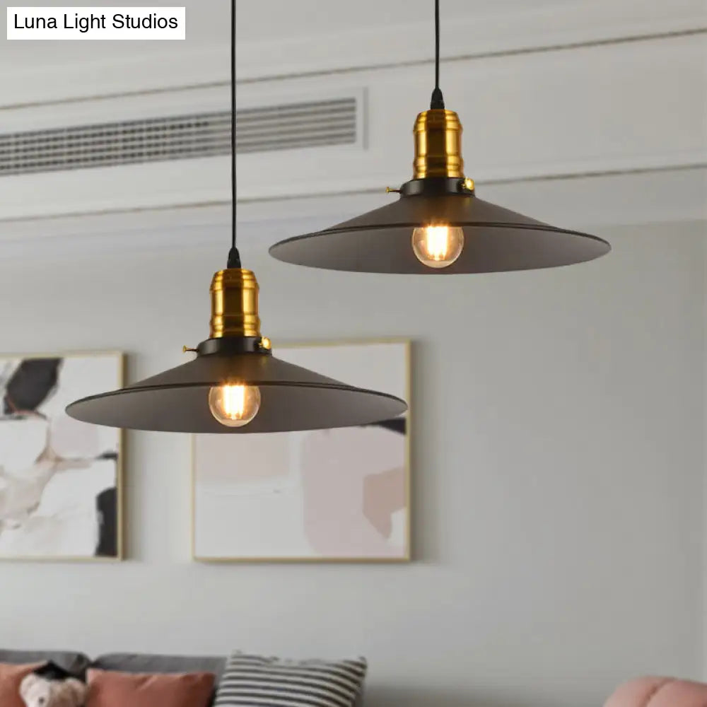 Metallic Cone Hanging Light - Industrial Style Pack Of 1/2/3 8.5’/10’ Wide Black Finish