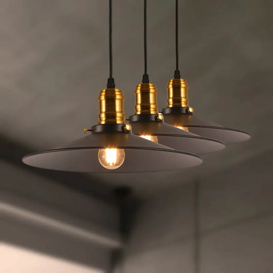 Metallic Cone Hanging Light - Industrial Style Pack Of 1/2/3 8.5’/10’ Wide Black Finish / 8.5’ 3