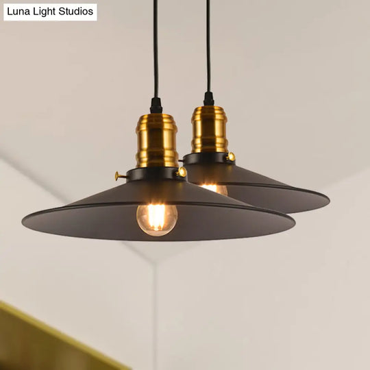 Metallic Cone Hanging Light - Industrial Style Pack Of 1/2/3 8.5’/10’ Wide Black Finish
