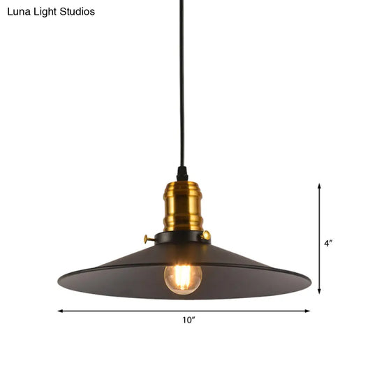 Metallic Cone Hanging Light - Industrial Style Pack Of 1/2/3 8.5’/10’ Wide Black Finish