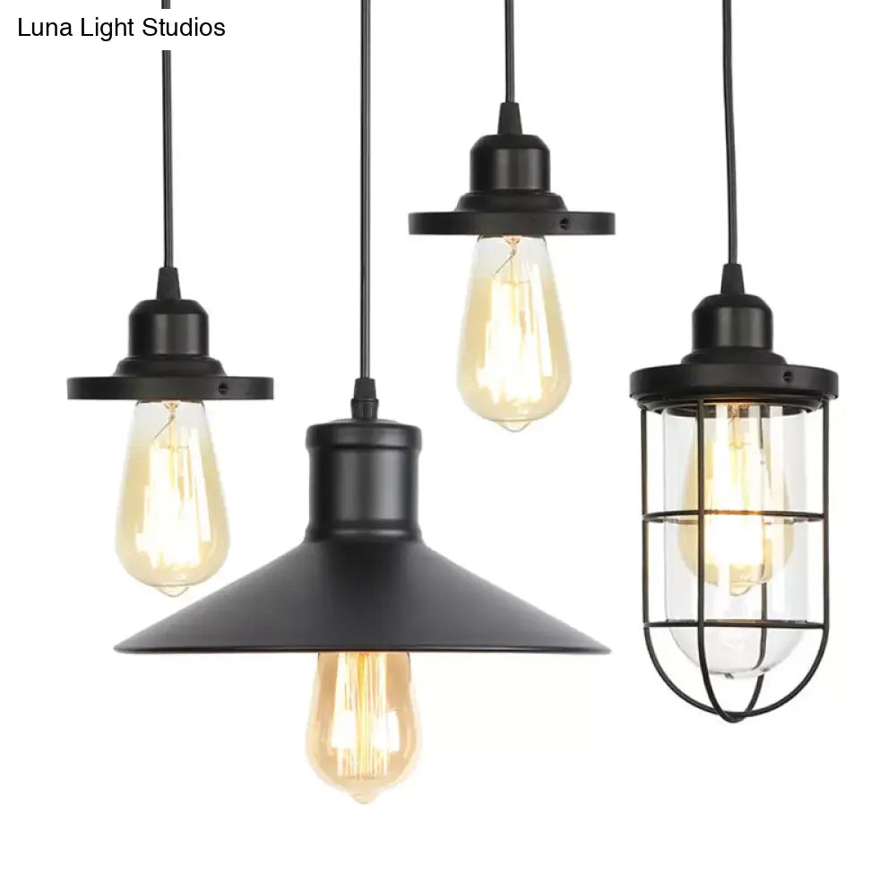 Metallic Cone Shade Pendant Light - Rustic Dining Room Ceiling Lamp