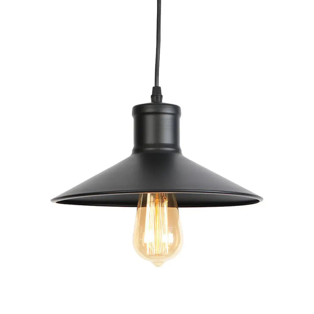 Metallic Cone Shade Pendant Light - Rustic Dining Room Ceiling Lamp Black / A