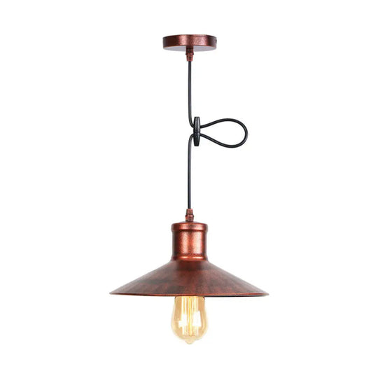 Metallic Cone Shade Pendant Light - Rustic Dining Room Ceiling Lamp Rust / A