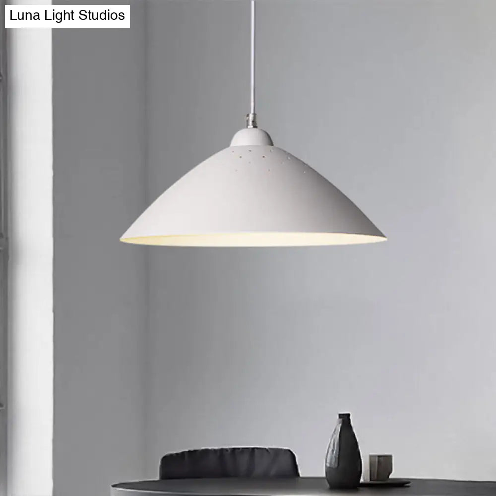 Metallic Conic Pendant Lighting: Industrial Hanging Ceiling Light - 1-Light Scattered Hole Design