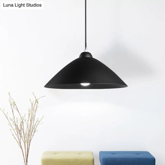 Metallic Conic Pendant Lighting: Industrial Hanging Ceiling Light - 1-Light Scattered Hole Design