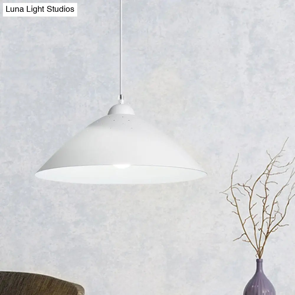 Metallic Conic Pendant Lighting: Industrial Hanging Ceiling Light - 1-Light Scattered Hole Design