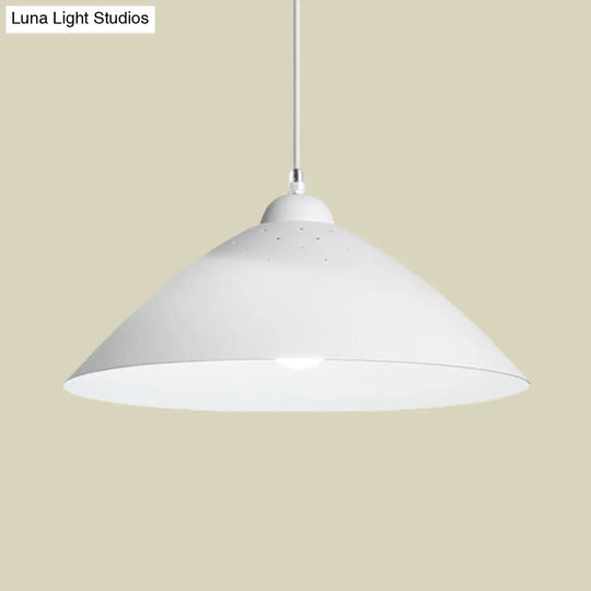 Metallic Conic Pendant Lighting: Industrial Hanging Ceiling Light - 1-Light Scattered Hole Design