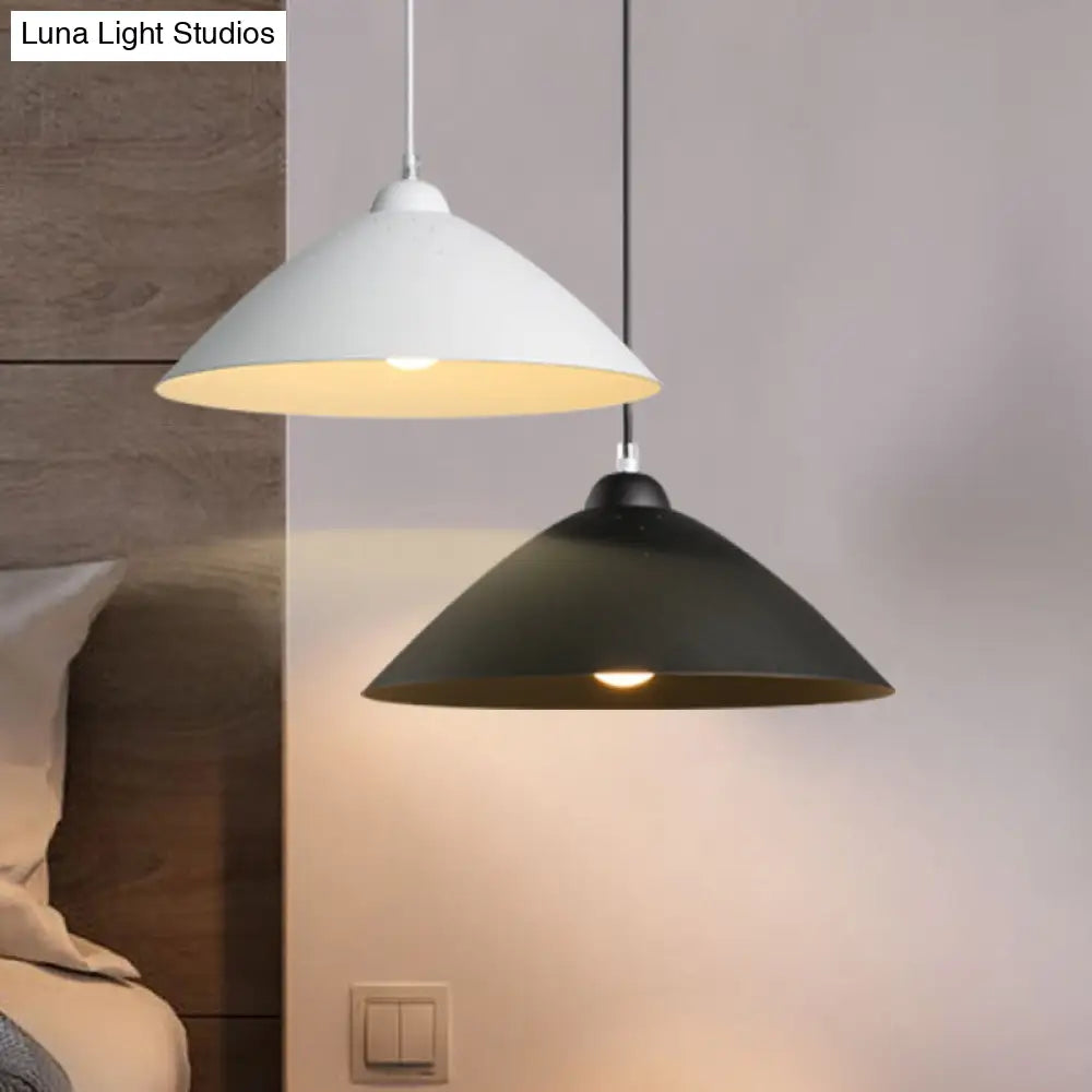 Metallic Conic Pendant Lighting: Industrial Hanging Ceiling Light - 1-Light Scattered Hole Design