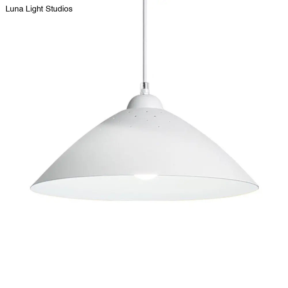 Metallic Conic Pendant Lighting: Industrial Hanging Ceiling Light - 1-Light Scattered Hole Design