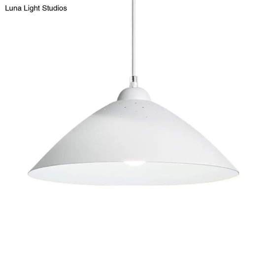 Metallic Conic Pendant Lighting: Industrial Hanging Ceiling Light - 1-Light Scattered Hole Design