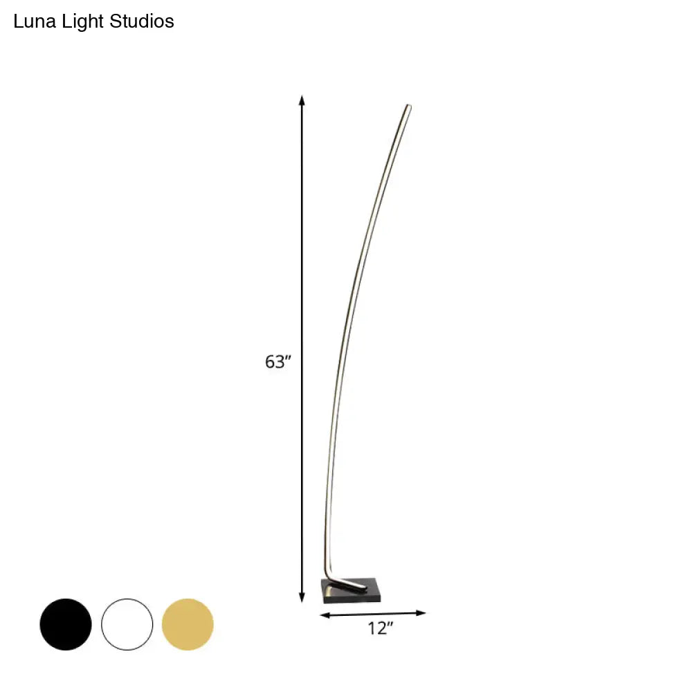 Metallic Curved Led Floor Lamp - Sleek Black/White/Gold Design For Reading Bedside And Stand-Up