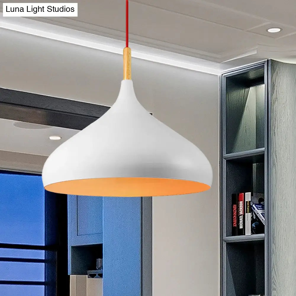 Metallic Dome Pendant Lamp - Simple Style 1 Head Black/White Ideal For Dining Rooms Available In