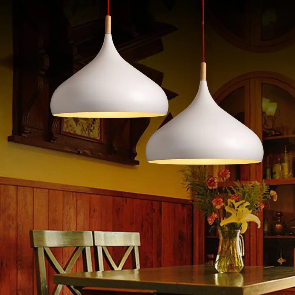 Metallic Dome Pendant Lamp - Simple Style 1 Head Black/White Ideal For Dining Rooms Available In