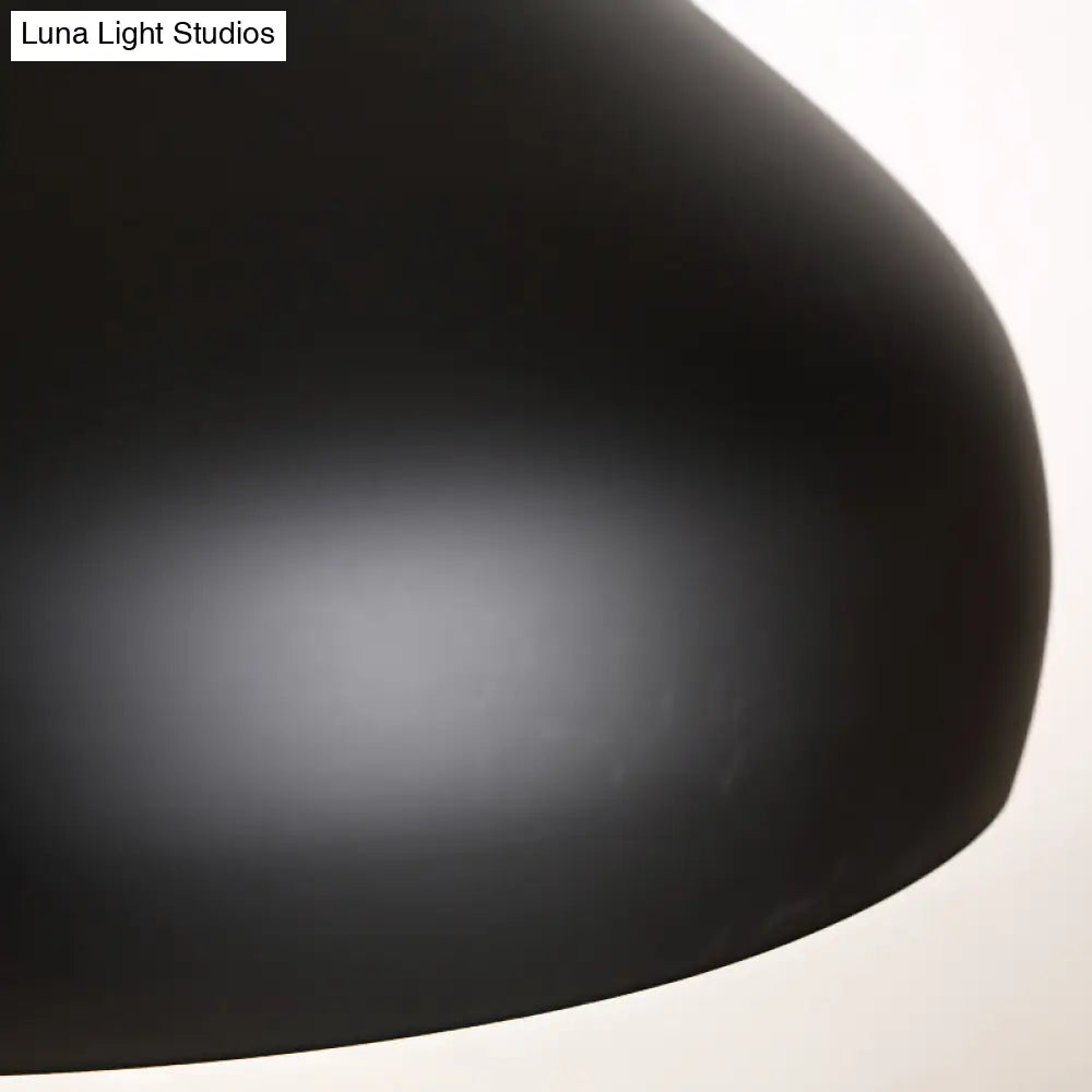 Metallic Dome Pendant Lamp - Simple Style 1 Head Black/White Ideal For Dining Rooms Available In