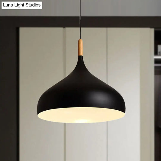 Metallic Dome Pendant Lamp - Simple Style 1 Head Black/White Ideal For Dining Rooms Available In