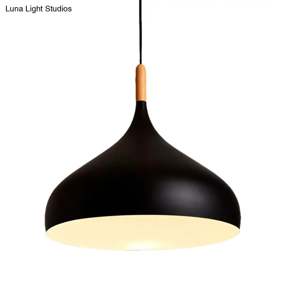 Metallic Dome Pendant Lamp - Simple Style 1 Head Black/White Ideal For Dining Rooms Available In