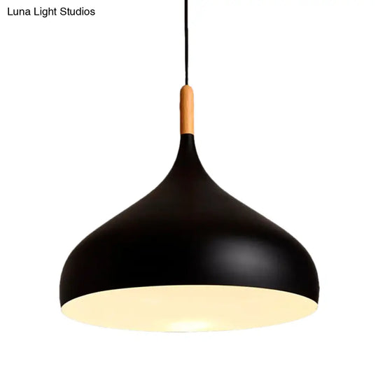 Metallic Dome Pendant Lamp - Simple Style 1 Head Black/White Ideal For Dining Rooms Available In