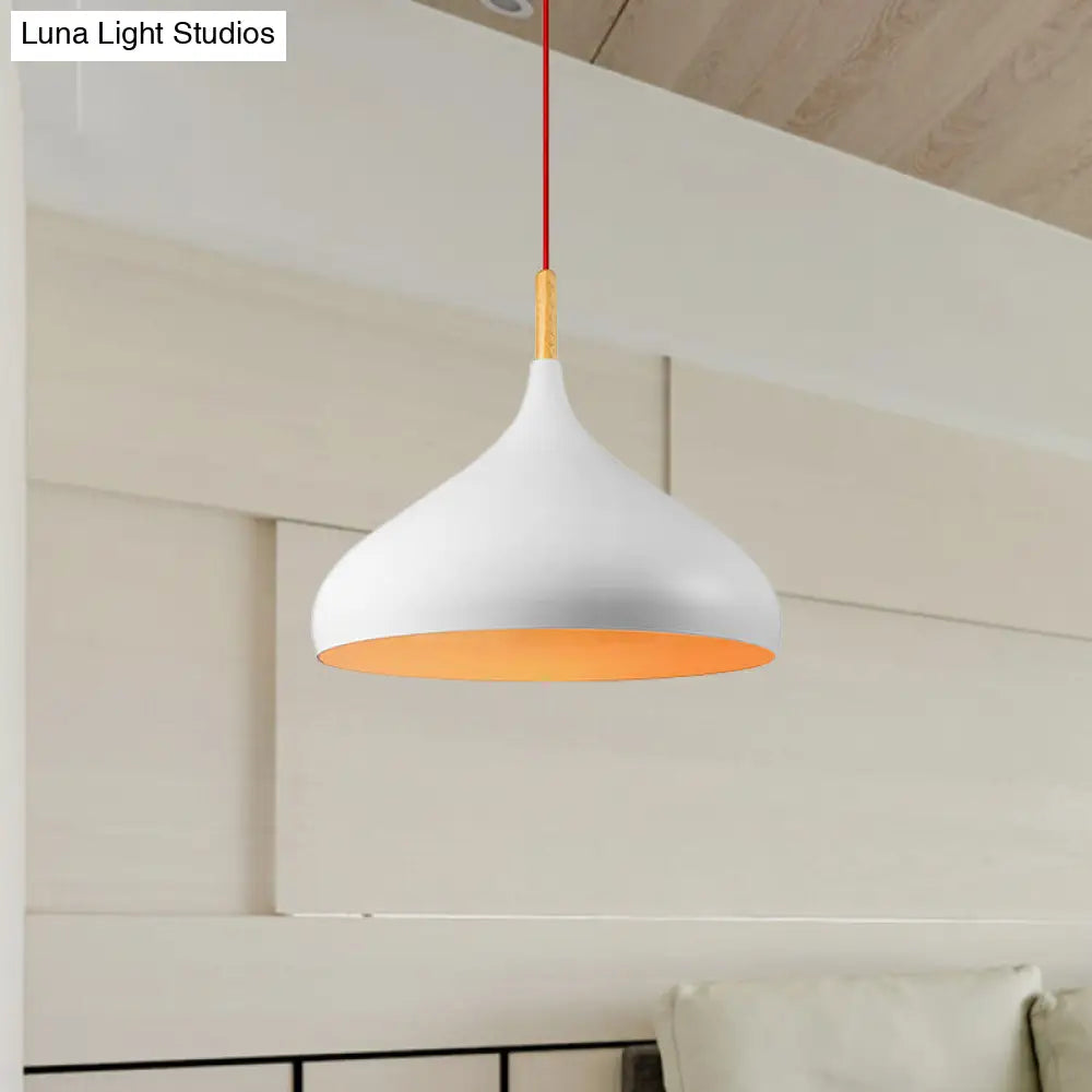 Metallic Dome Pendant Lamp - Simple Style 1 Head Black/White Ideal For Dining Rooms Available In