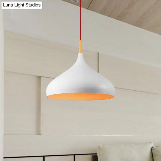 Metallic Dome Pendant Lamp - Simple Style 1 Head Black/White Ideal For Dining Rooms Available In