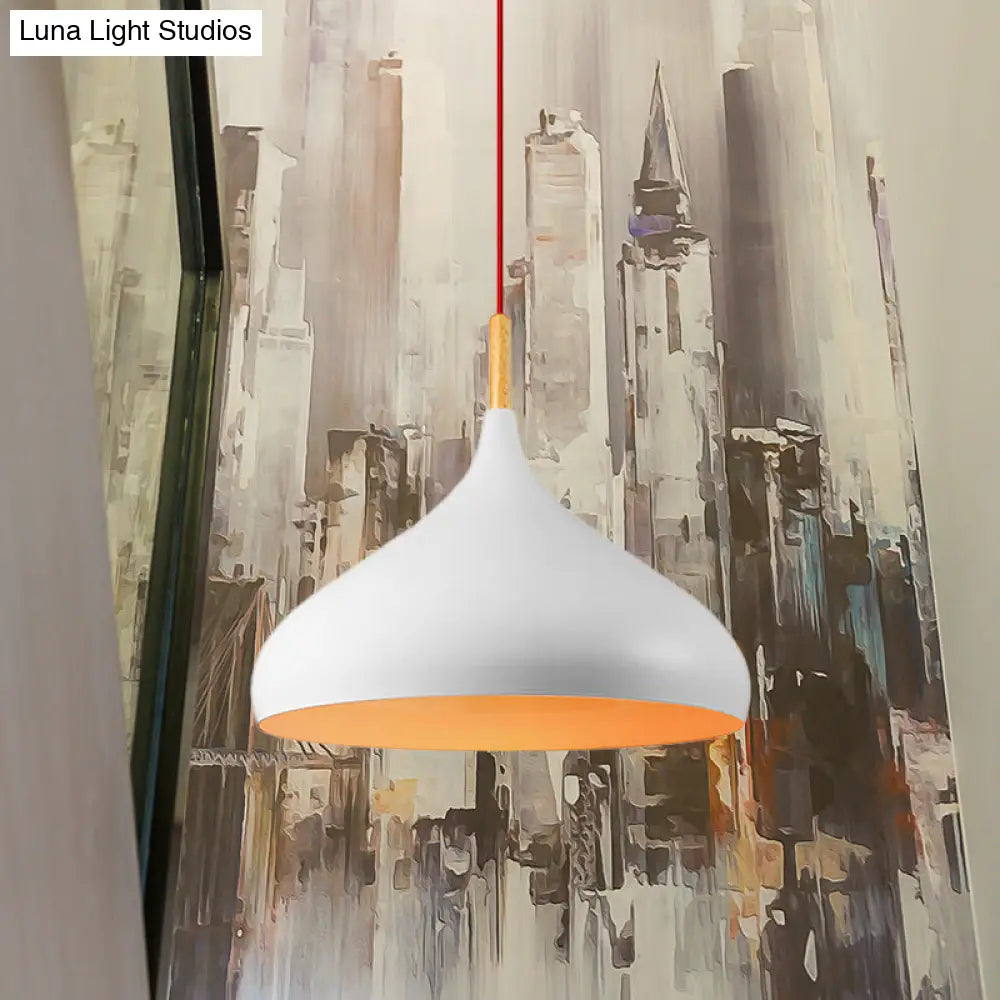 Metallic Dome Pendant Lamp - Simple Style 1 Head Black/White Ideal For Dining Rooms Available In