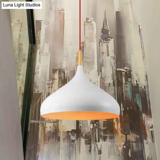 Metallic Dome Pendant Lamp - Simple Style 1 Head Black/White Ideal For Dining Rooms Available In