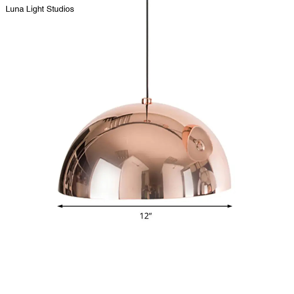 Metallic Dome Pendant Lighting Polished Copper Finish For Kitchen - 10’/12’ Diameter 1 Bulb