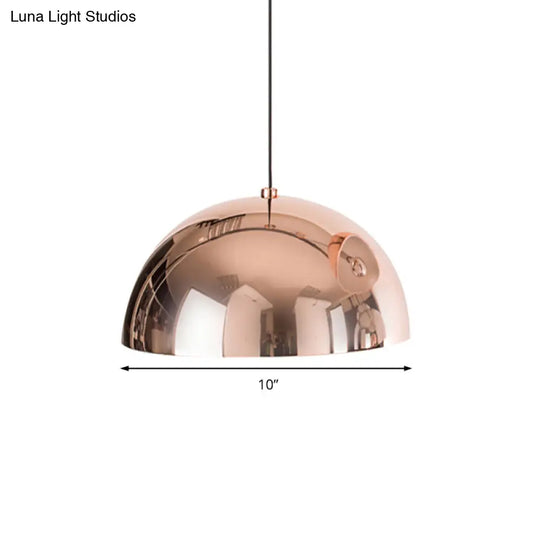 Metallic Dome Pendant Lighting Polished Copper Finish For Kitchen - 10’/12’ Diameter 1 Bulb