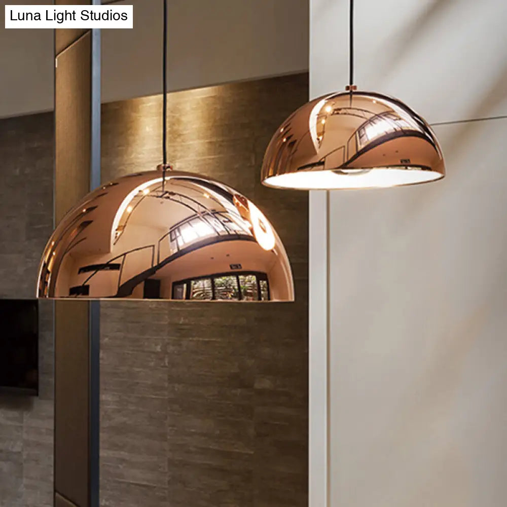 Loft Dome Pendant Lighting 10/12 Dia Polished Copper Ceiling Fixture For Kitchen