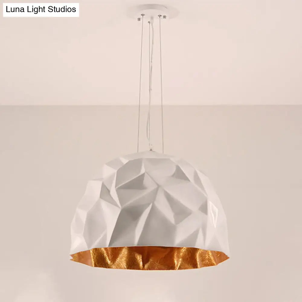 Loft Style Metallic Domed Pendant Ceiling Light Available In Black Or White - 16/19.5 Diameter Ideal